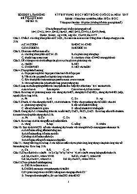Đề thi tham khảo THPT Quốc gia môn Hóa học năm 2017 - Đề số 12 - Sở GD & ĐT Lâm Đồng (Có đáp án)